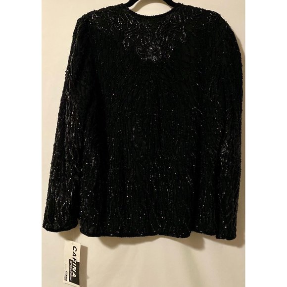Carina International Vintage Black Sequined Top - Picture 6 of 11